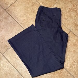 Navy blue cotton blend pants